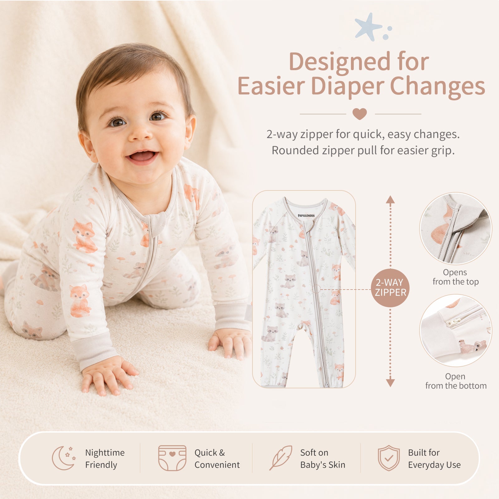 Bamboo Baby Pajamas Woodland