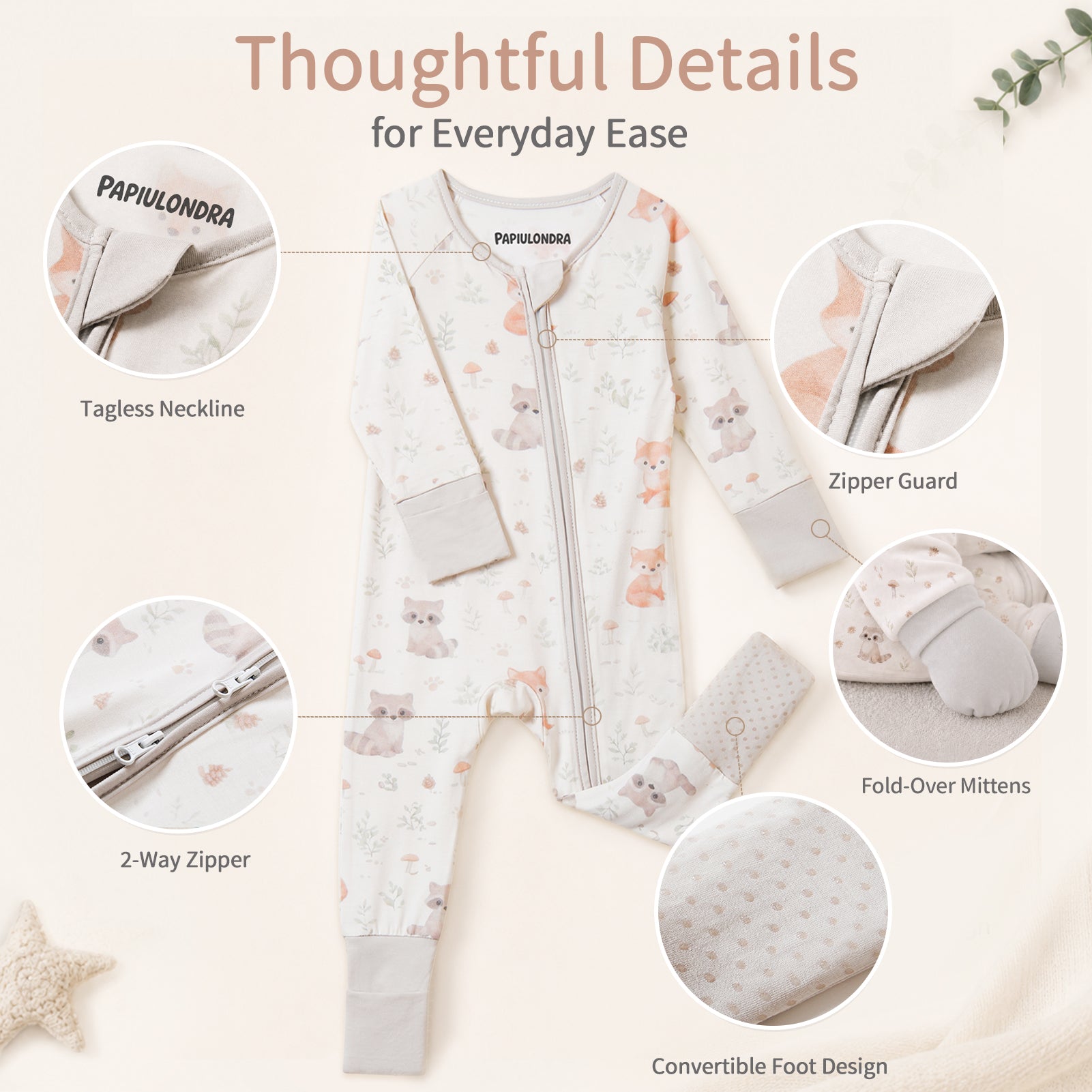 Bamboo Baby Pajamas Woodland